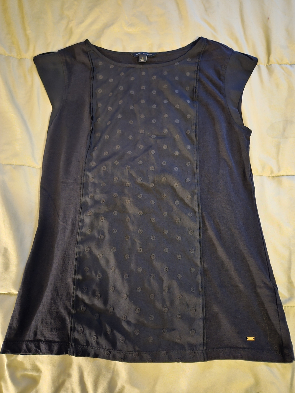Tommy Hilfiger Navy Sleeveless Tank with Subtle Dot Panel